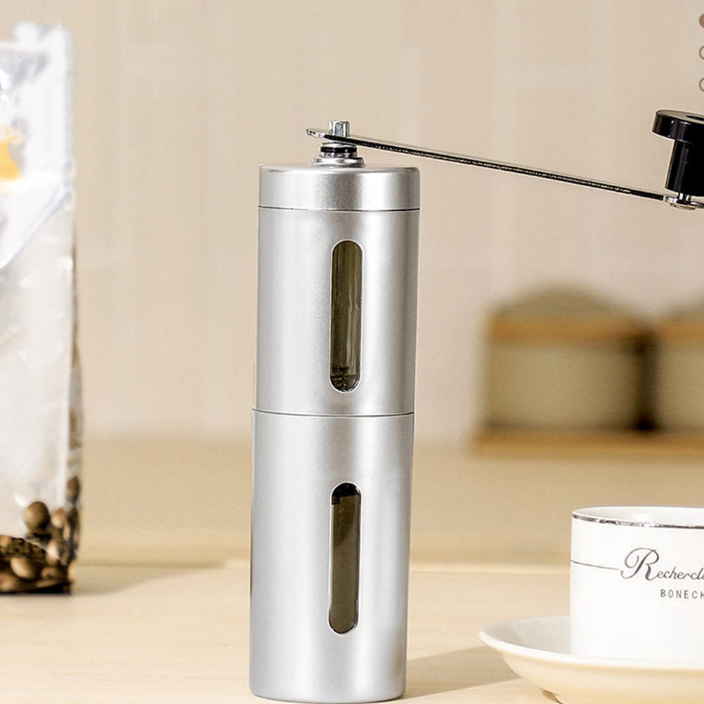 Silver Coffee Grinder Mini Stainless Steel Hand Manual Handmade Coffee Bean Burr Grinders Mill Kitchen Tool Crocus Grinders