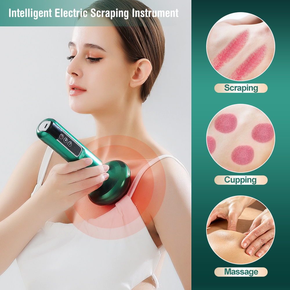 Electric Cupping Massager 12 Gear Suction and Heating Guasha Scraping EMS Body Massager Vacuum Suction Fat Burner Slimming