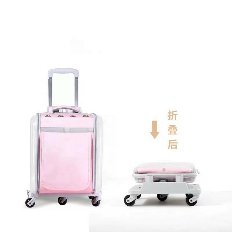 Pet Cage Trolley Wheeled  Pet Stroller Backpack Pet Trolley Carrier with Wheels cat breathable backpack