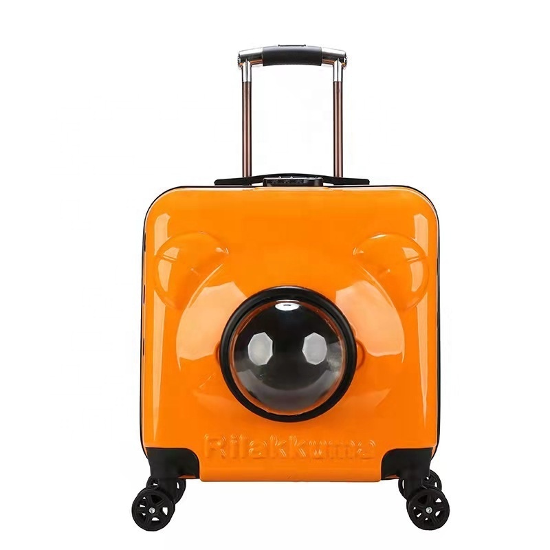 Portable Transparent bubble Cat Trolley case Dog Suitcase Pet Trolley Suitcase Luggage with Wheels Travel Bag Suitcase