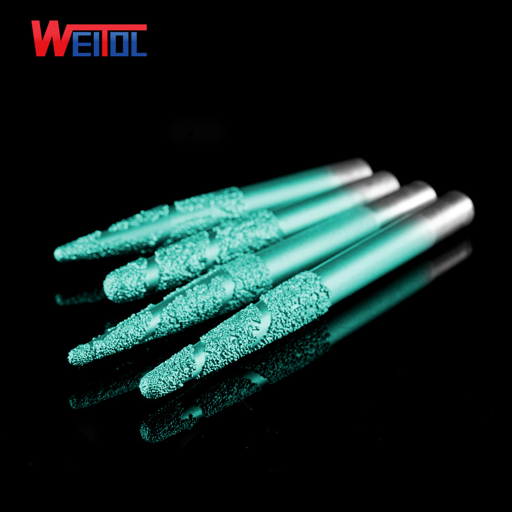 WeiTol taper vacuum brazed stone cutting bits sandstone engraving tools milling cutter