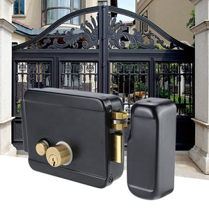 Popular Product 12V DC Electric Door Lock Spray Painting Black Electric Rim Lock, Electric Mechanical Rim lock