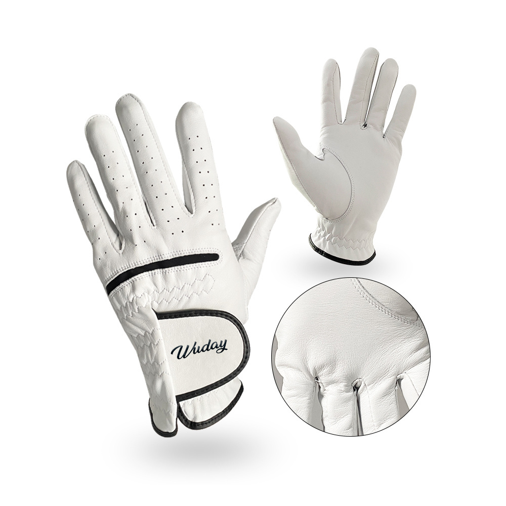 Hot Selling High Quality Custom Logo Golf Cover Soft Ventilate Cabretta Leather Golf Gloves