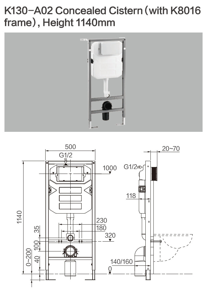 concealed installation system for wall hung toilet  cistern frame factory competitive price  Concealed installation system