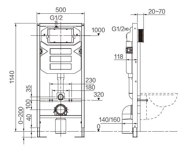 concealed installation system for wall hung toilet  cistern frame factory competitive price  Concealed installation system