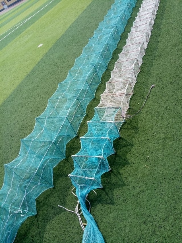 HDPE Long Fishing Net Folding Fish TaiL Fykes Crawfish Shrimp Trap 31 sections folding fishing trap