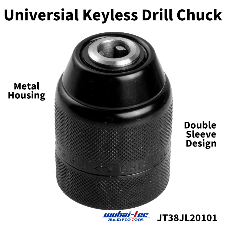 10mm Keyless Ratcheting Chuck 3/8-24UNF Double-sleeve Matel Housing Drill Chuck Black Electric Steel White Box OEM Chuck 3 Jaw