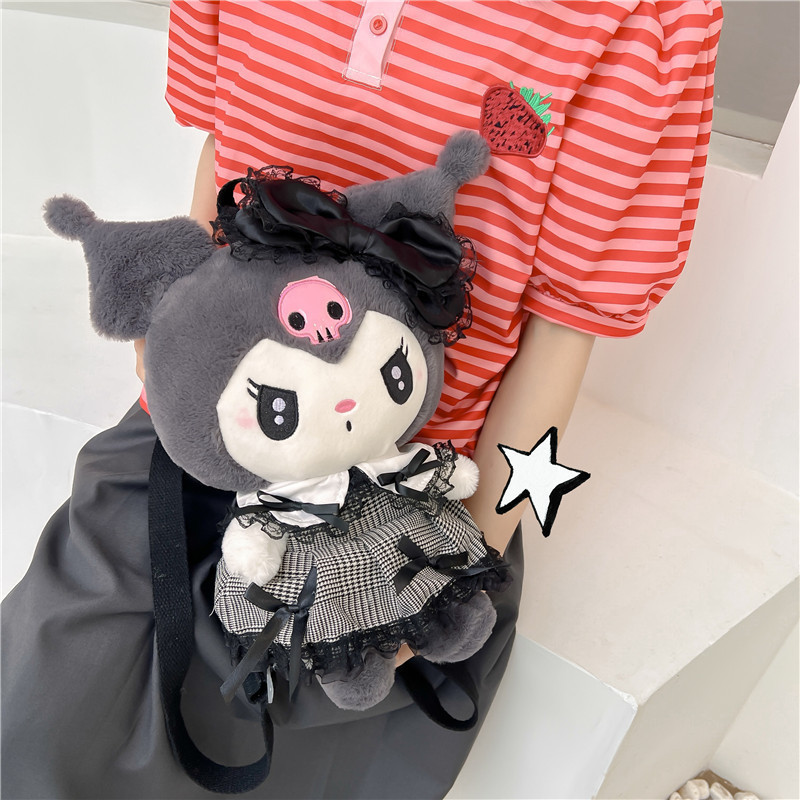 Hot Selling Cartoon Cute Melo Plush Pink  Black Rabbit Backpack  Lolita Children's Schoolbag Rabbit Plush Kids Backpack