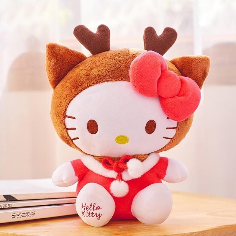 Hot Sales Japanese Cartoon Pink Hello KT Cat Plush Toy Deer Kitty Stuffed Animal Toys Kawaii Halo Cat Kids Toys