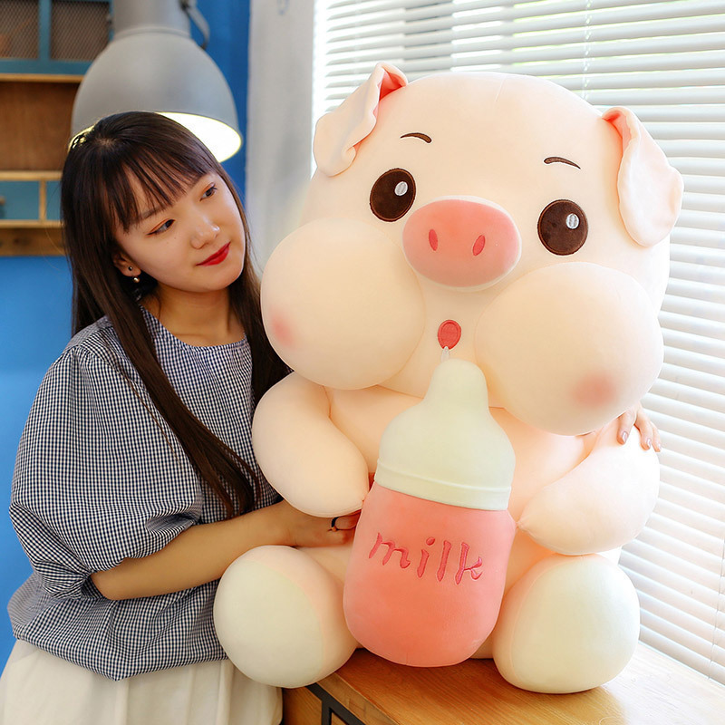 High Quality Stuffed Animal Toys Large Sizes Stuffed Throw Pillow Kawaii Pink mILK Pig Squishy Super Soft  Pig Plush Toys