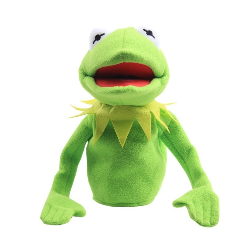 Top Selling Movie Peripherals Kermit Frog Hand Doll Bag Green Frog Stuffed Plush Toy Big Hand Puppet Abdominal Performance Props