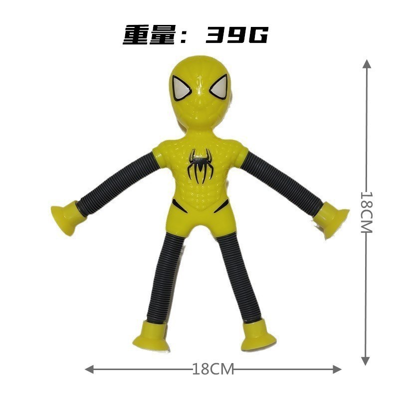 Hot Sale Plastic Tube Telescopic Versatile Super Heroes Versatile Spider Man-Luminous Sucker Children' Decompression Fidget Toy