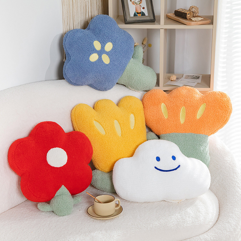 Hot Sale Fuzzy Soft Back Support Sofa Chair Bed Pillow Mother' s Day Tulip Seat Cushion Stuffed Plant Flower Plush Decor Pillow