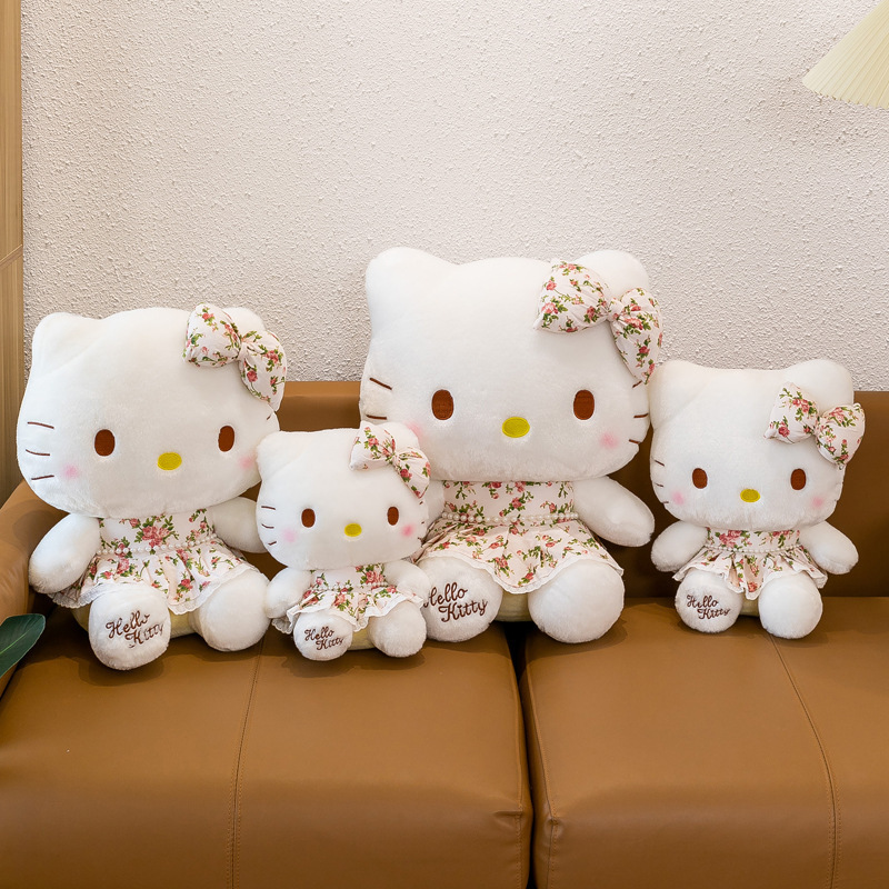 Hot Selling New Kawaii Floral Halo Cat Plush Toys Super Soft Sofa Pillow Cute Stuffed Animal Toys Christmas Gift for Girls