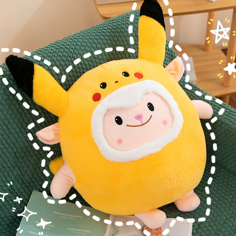 Wholesale Game Peripherals Egg Party Cute Pokemoned Pikachu Sheep Doll Plush Toy Cartoon Throw Pillow Toy Girl Companion Gift