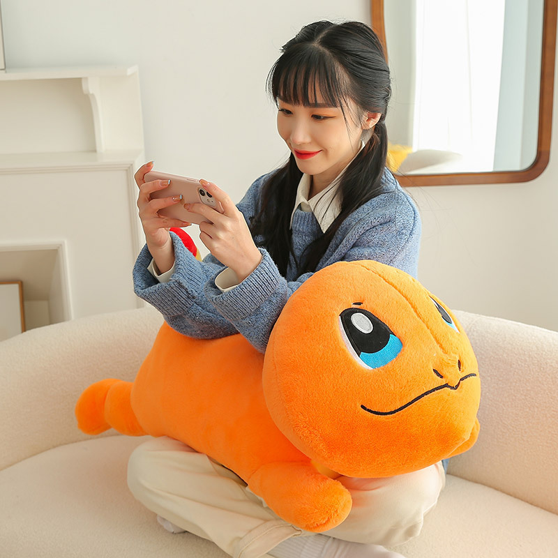 New Arrival Pokemoned Charmander Little Fire Dragon Stuffed Animal Plush Cartoon Soft Squishy Long Throw Pillow