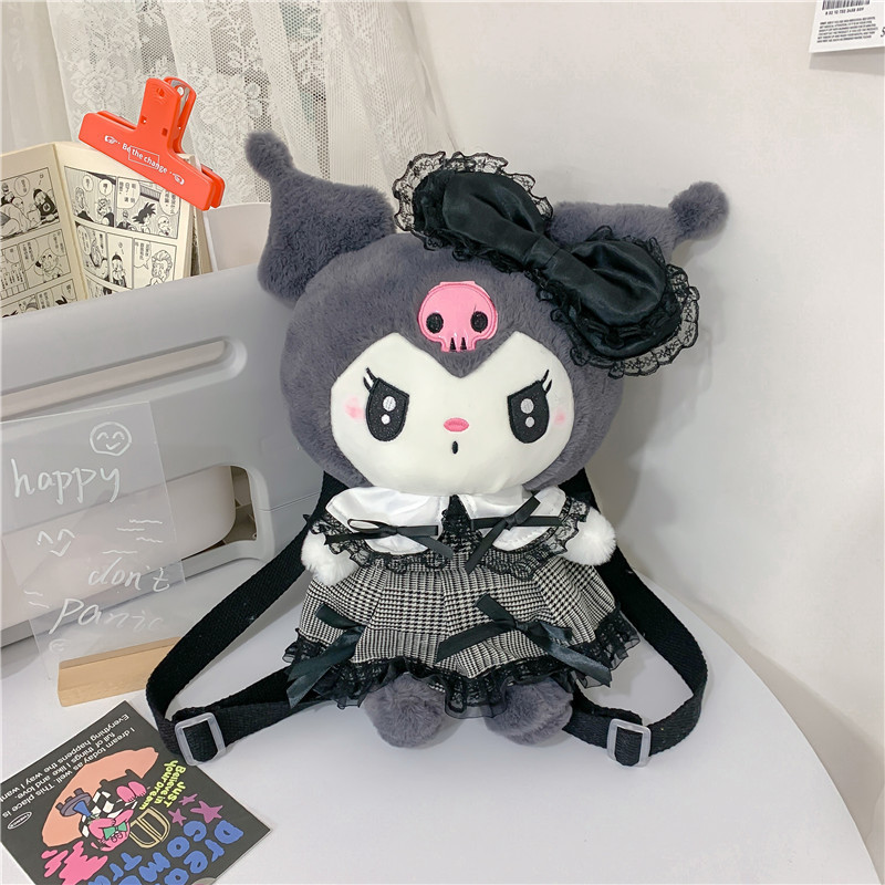 Hot Selling Cartoon Cute Melo Plush Pink  Black Rabbit Backpack  Lolita Children's Schoolbag Rabbit Plush Kids Backpack