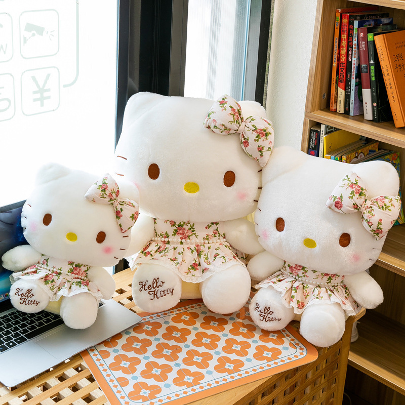 Hot Selling New Kawaii Floral Halo Cat Plush Toys Super Soft Sofa Pillow Cute Stuffed Animal Toys Christmas Gift for Girls