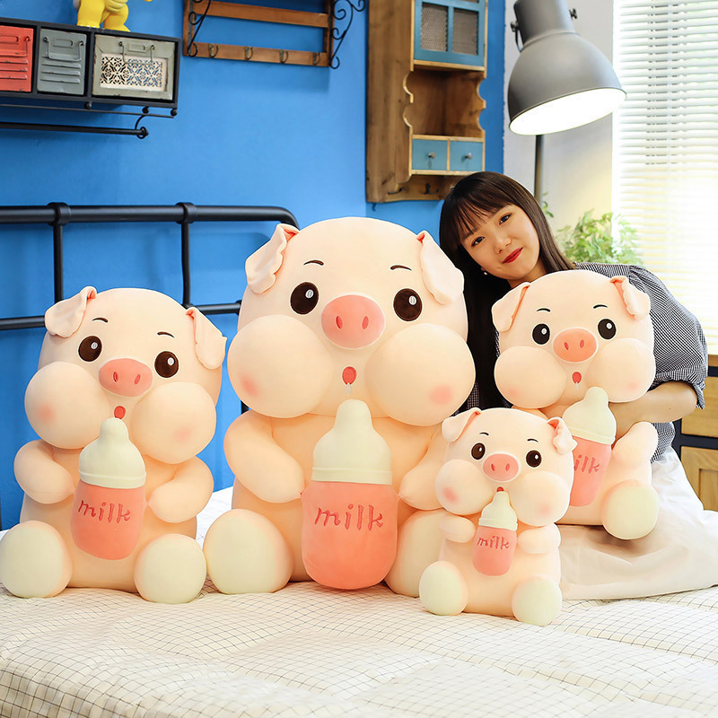 High Quality Stuffed Animal Toys Large Sizes Stuffed Throw Pillow Kawaii Pink mILK Pig Squishy Super Soft  Pig Plush Toys