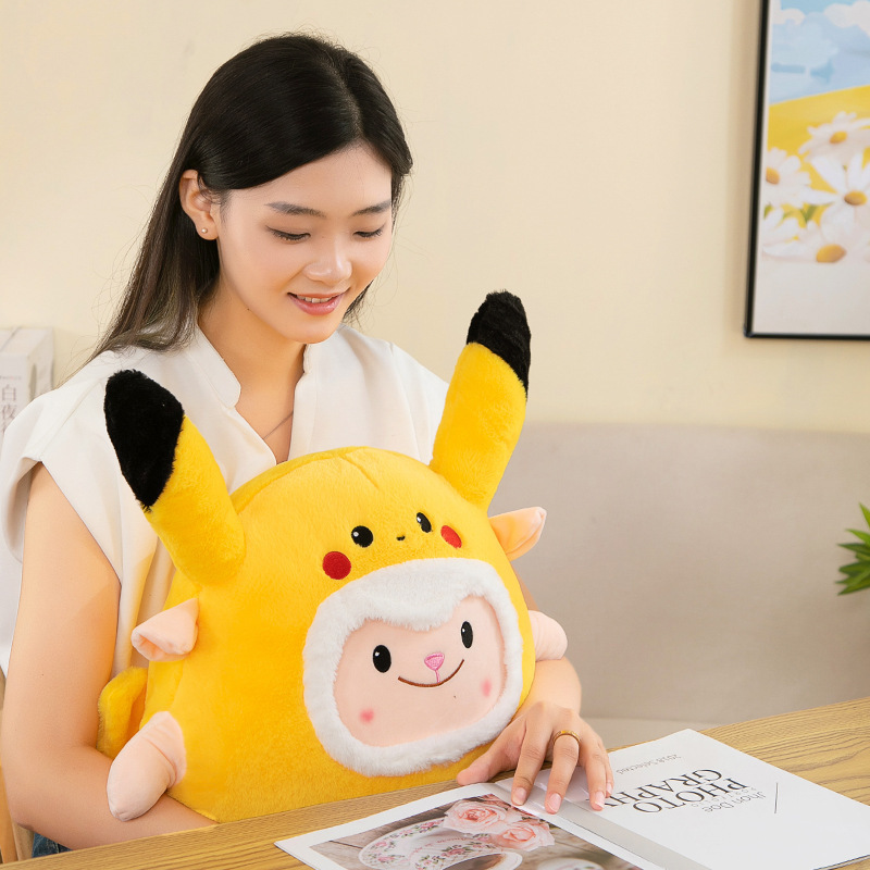 Wholesale Game Peripherals Egg Party Cute Pokemoned Pikachu Sheep Doll Plush Toy Cartoon Throw Pillow Toy Girl Companion Gift