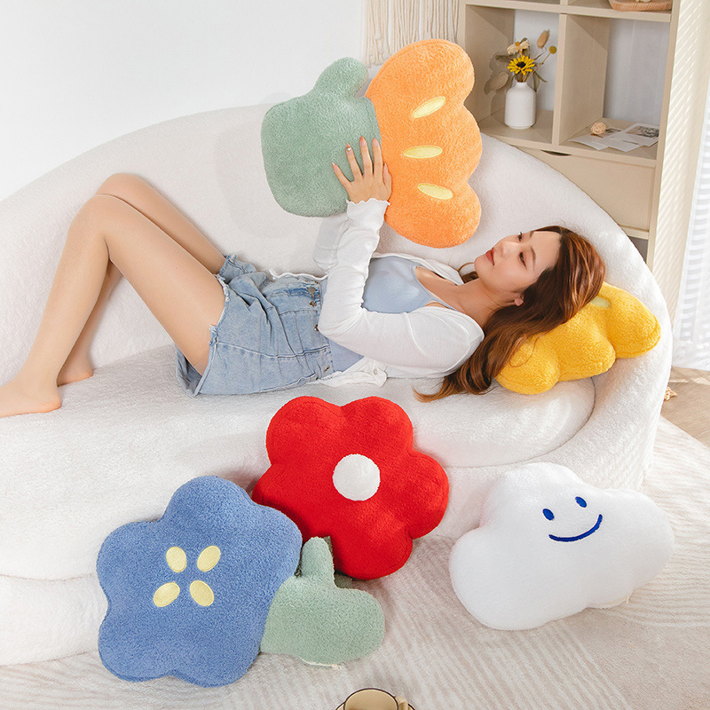 Hot Sale Fuzzy Soft Back Support Sofa Chair Bed Pillow Mother' s Day Tulip Seat Cushion Stuffed Plant Flower Plush Decor Pillow