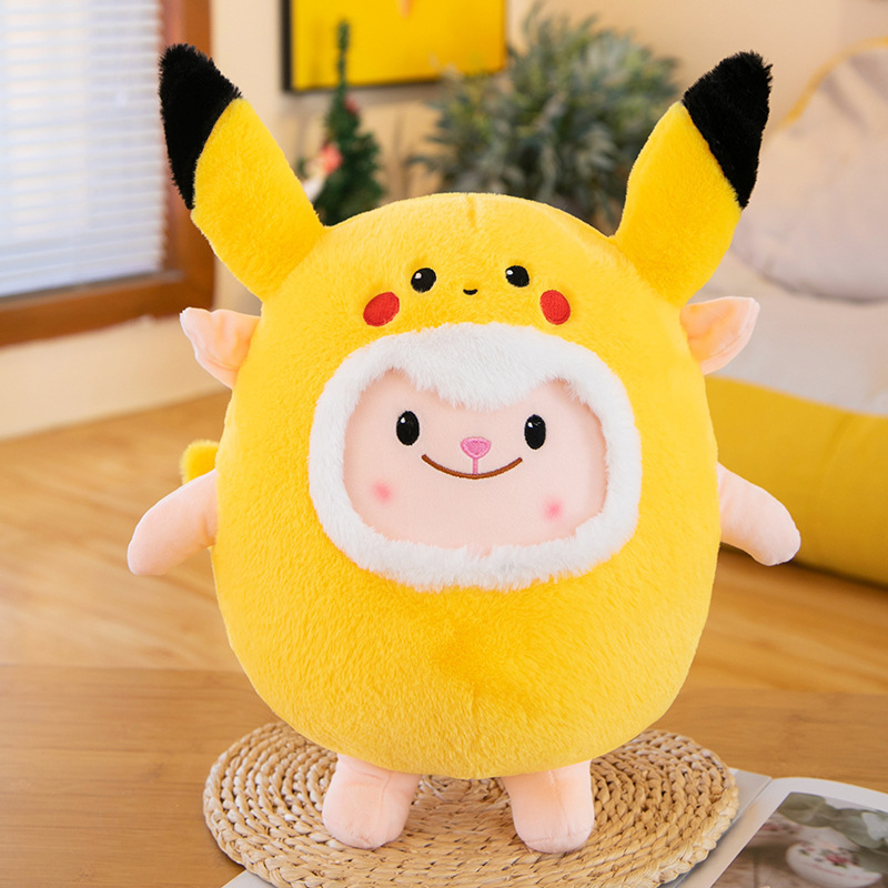 Wholesale Game Peripherals Egg Party Cute Pokemoned Pikachu Sheep Doll Plush Toy Cartoon Throw Pillow Toy Girl Companion Gift