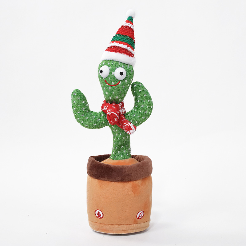 Xmas Dancing Cactus Doll Singing Twisting Talking Recording  Electric Santa Claus Christmas Plush Toys