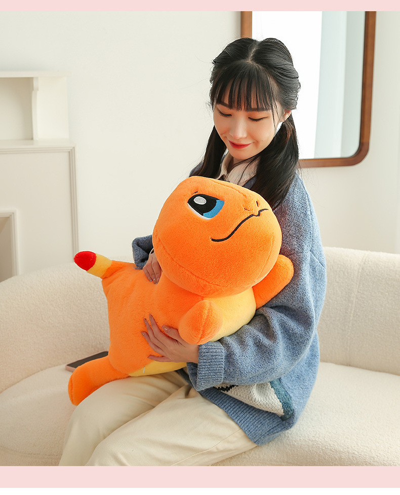 New Arrival Pokemoned Charmander Little Fire Dragon Stuffed Animal Plush Cartoon Soft Squishy Long Throw Pillow