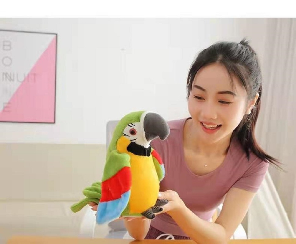 Hot Selling Electronic Talking Parrot Shaking Wings Imitate Talking Recording Parrot Bird Plush Toys