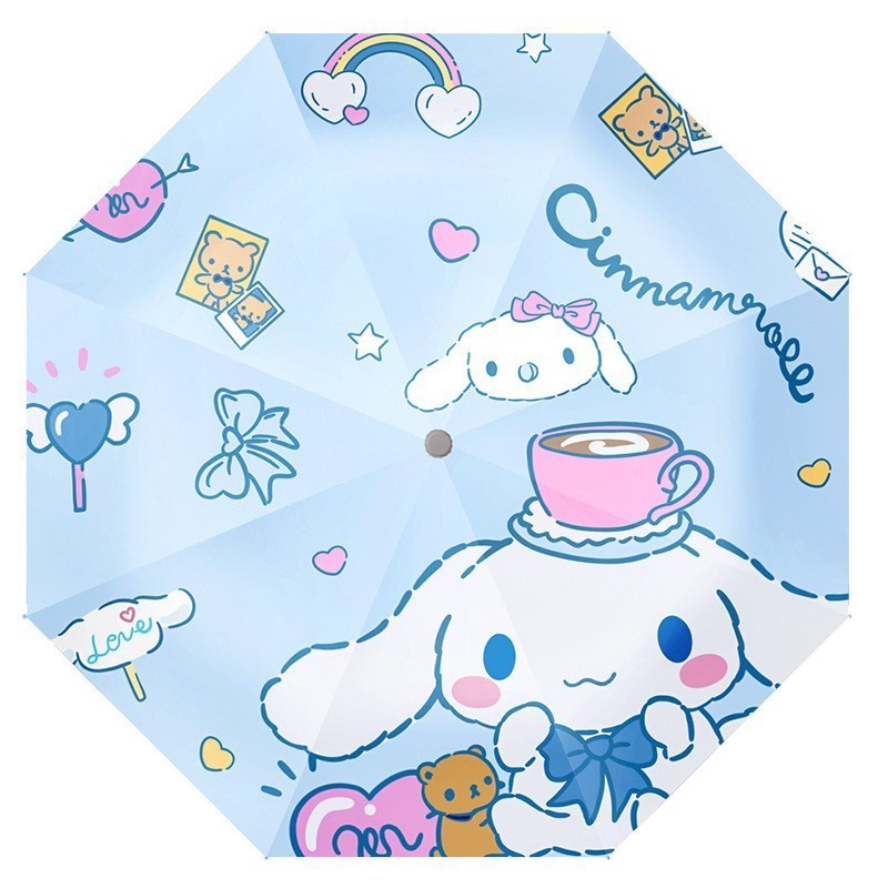 Kawaii Sanrioed Automatic Umbrella Cartoon Cute Cinnamon Dog Sunny Rainy Sunscreen UV Protection Umbrella