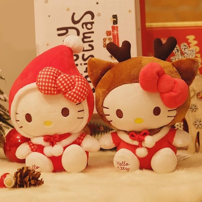 Hot Sales Japanese Cartoon Pink Hello KT Cat Plush Toy Deer Kitty Stuffed Animal Toys Kawaii Halokitty Xmas Gift