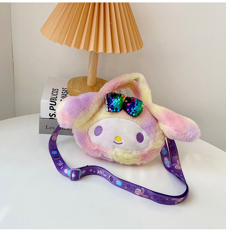 Large Capacity Kulomi HK Kitten Cat Shoulderbag Melodi Fluffy Plush Crossbody Kids Bag Pink Coin Purse Phone bag Cosmetic Bag