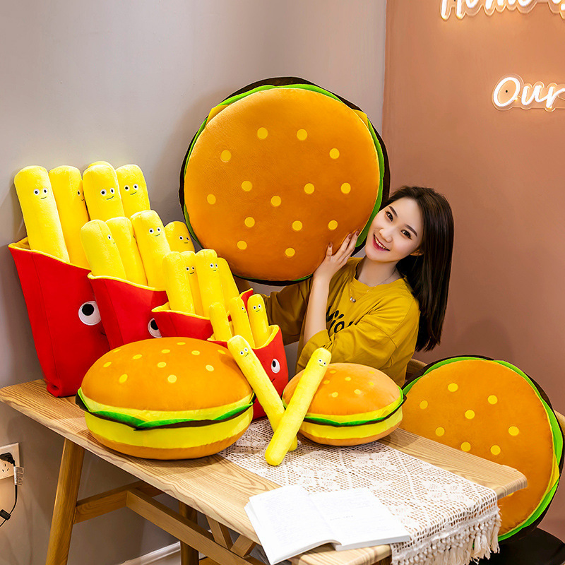 Hot Sale Creative Food Stuffed Jumbo Giant Burger Pizza French Fries Plush Toy Food Plush Throw Pillow&Cushion Christmas Gift