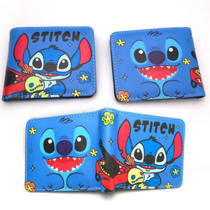 Cartoon Anime Sanrios Stitch Short Wallet Cinnamonrol Strawberry Bear Card Holder Wallet PU Leather Coin Purse