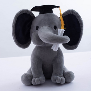 Creative Soft Plush Gray Elephant Wild Forest Safari Stuffed Graduation Elephant Kawaii Baby Soothing Comforter Cute Home Decor