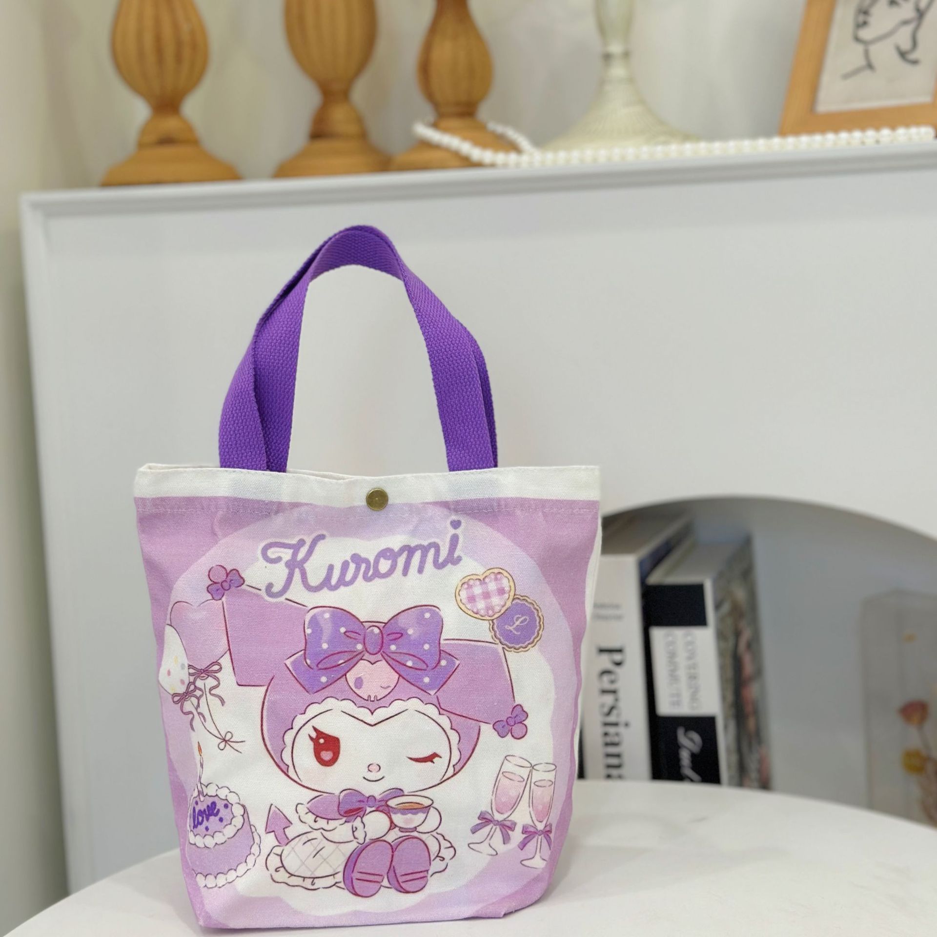 Hot Sale Sanrioed canvas bag Cartoon Cute Kulomi Melodi Cinnamon Dog Handbag Large Capacity Storage Bag Gift Bag