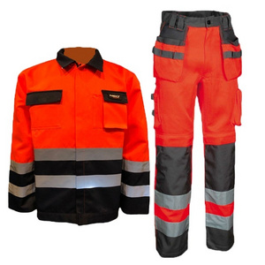 Reflective safety work wear hi vis jacket and pants trousers with reflector for Europe market