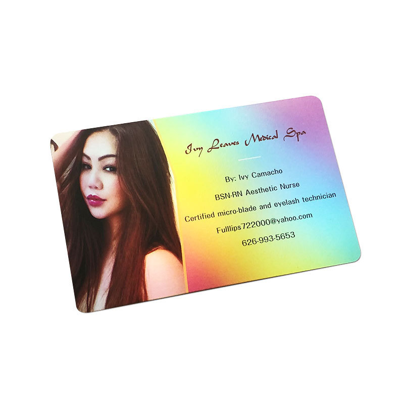 Professional wholesale laser plastic business card maker with rainbow effect