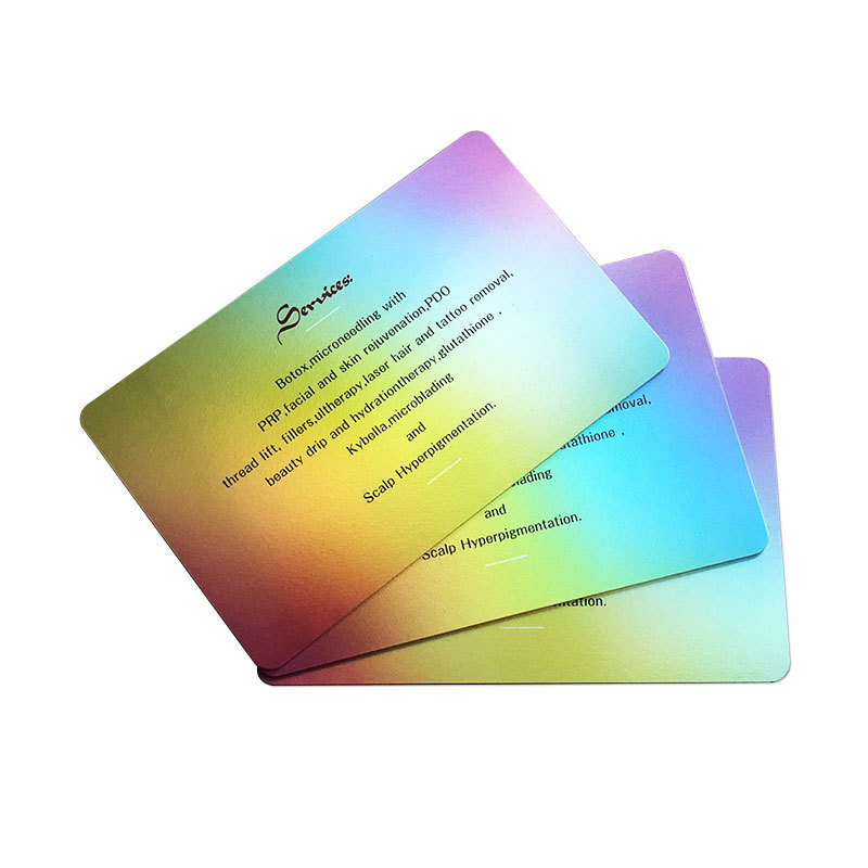 Professional wholesale laser plastic business card maker with rainbow effect