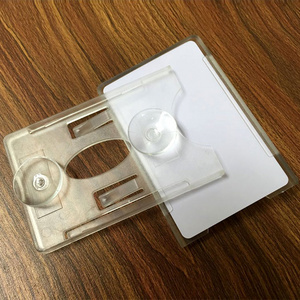 White / Transparent hard plastic Card holder with suction cup for CR80 business cards