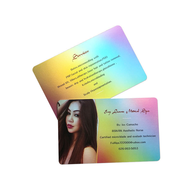 Professional wholesale laser plastic business card maker with rainbow effect