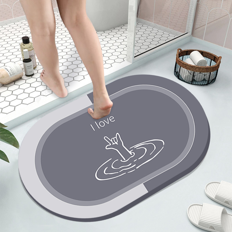 Quick drying antislip bath mat diatom custom soft washable water super absorbent shower mat