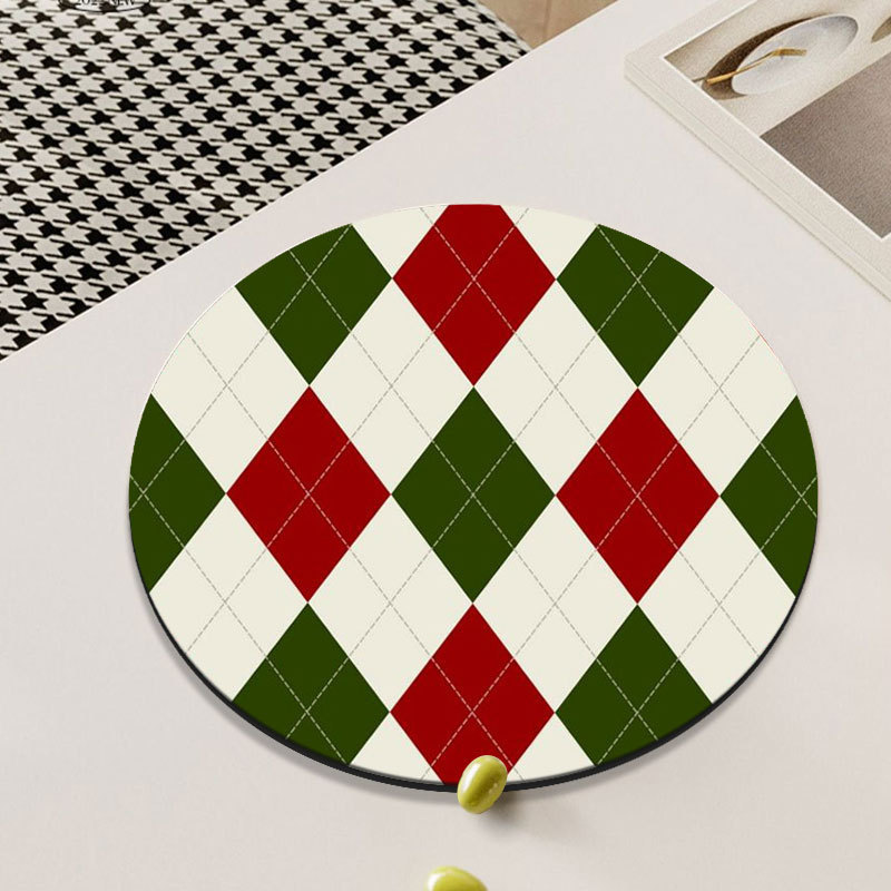 Custom printed Santa insulated absorbent coaster doily tabletop display round cup mat coaster with holder