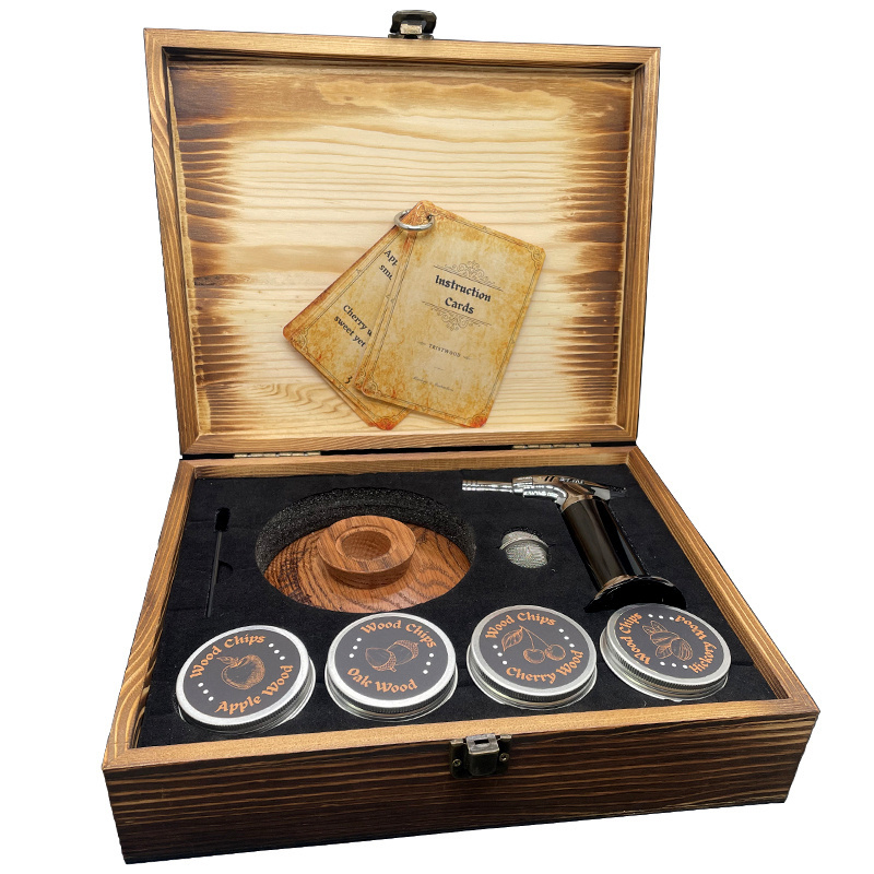 Premium quality customization cocktail smoker kit with wood box torch