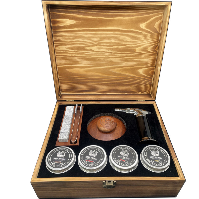 Premium quality customization cocktail smoker kit with wood box torch