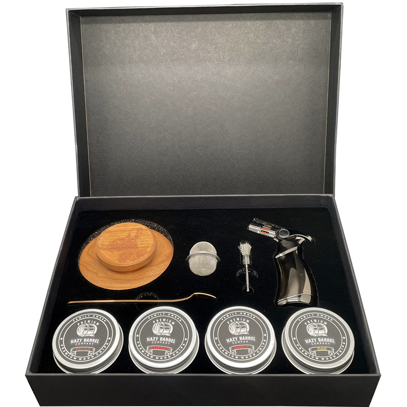 Premium quality customization cocktail smoker kit with wood box torch