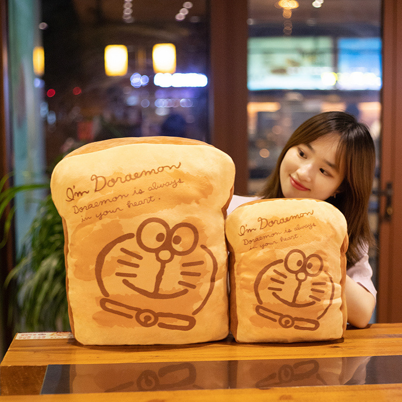 Cartoon Toast Pillow Dorayaki Memory Bread Bushion Mat Birthday Creative Gift Doraemon Plush Toy