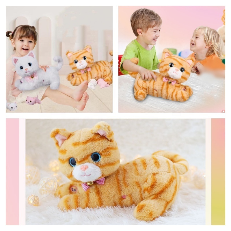 2024 New Meow Kitten Robot Cat Pet Toy Plush Dolls Walking and Barking Robot Cat Plush Cat Remote Control Kitten for Girls