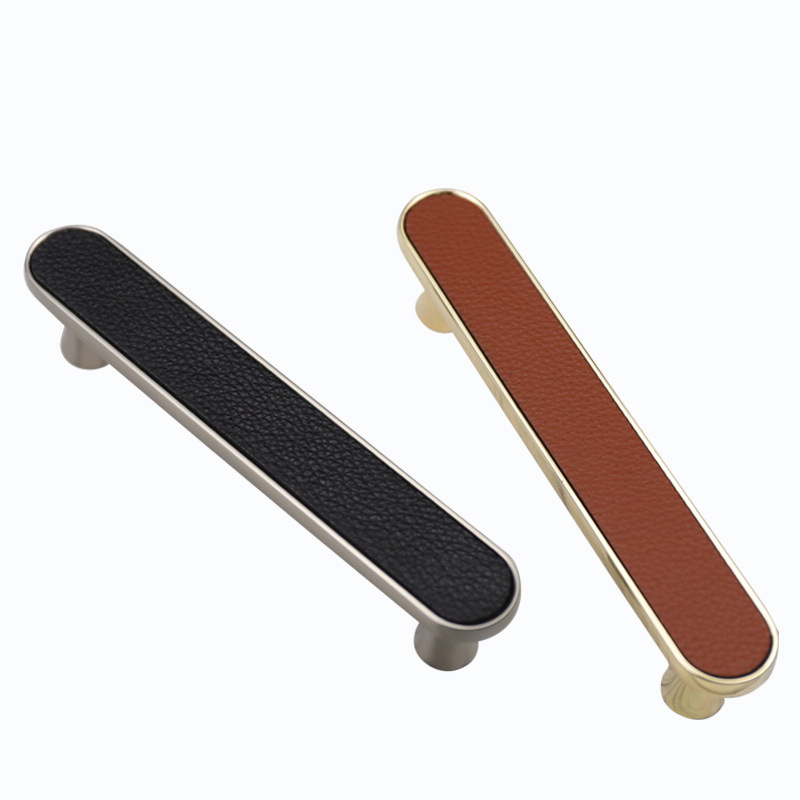 Drawer Cabinet Knobs Kitchen Door Handle Cupboard Wardrobe Pull Handles Brass Leather Furniture Handles