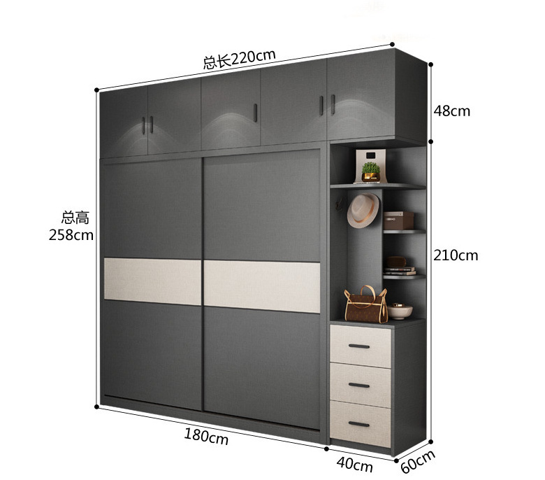 Factory Direct Supplier Sliding Door Closet Durable Modern Wardrobe Closet